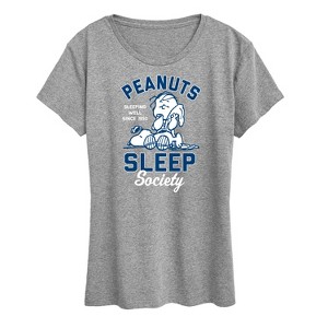 Women's - Peanuts - Linus and Snoopy Sleep Society Since 1950 Short Sleeve Graphic T-Shirt - 1 of 4