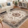 5'x7' Washable Vintage Area Rug, Non-Slip Low Pile Soft Rug with Rubber Backing, Perfect for Living Room, Bedroom, Dining, and Kitchen, Grey - 2 of 4