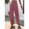 Slickblue Women's Mauve Wide Leg Palazzo Pants, Textured Poly-Spandex Fabric, Side Pockets, Relaxed Fit, Size S-XL - 3 of 4