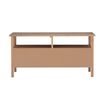 Rustic Gray 48'' Media Stand with Open Shelf and Storage Drawers