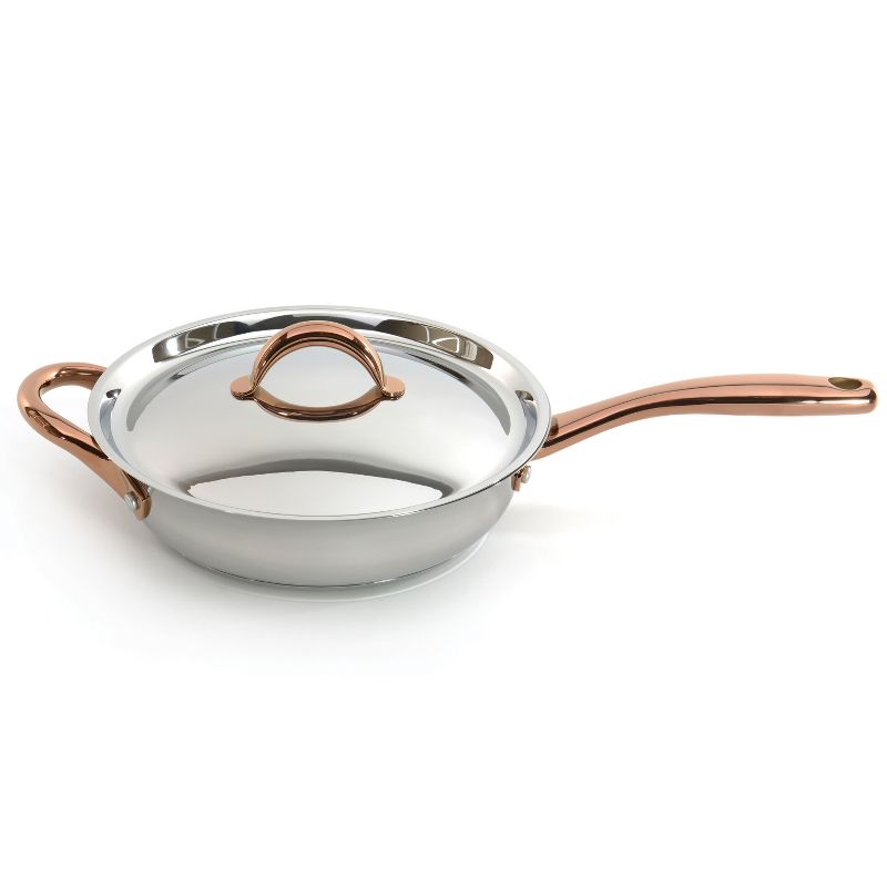 BergHOFF Ouro Gold 11Pc 18/10 Stainless Steel Cookware Set, Rose Gold Handles, Metal Lids, 2 of 10