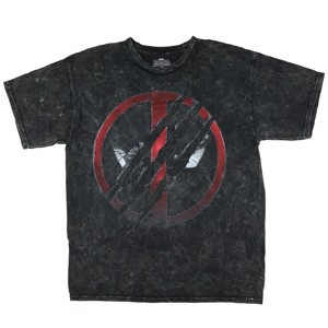 Seven Times Six Marvel Shirt Mens Deadpool And Wolverine Logo Acid Wash Graphic Tee Black - 1 of 3