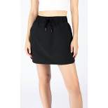 90 Degree by Reflex Womens Woven Skorts with Side Zipper Pocket and Inner Shorts