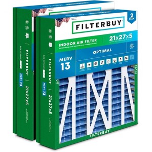 Filterbuy 21x27x5 Air Filter (2-Pack), Pleated MERV 13 Health Defense Replacement HVAC AC Furnace Filters for Trane Perfect Fit & American Standard - 1 of 4