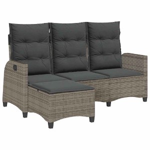 vidaXL Reclining Patio Sofa - PE Rattan/Steel - Gray L-Shaped Outdoor Sectional with Cushions - Adjustable Backrest - 69.3"x54.3" - 1 of 4
