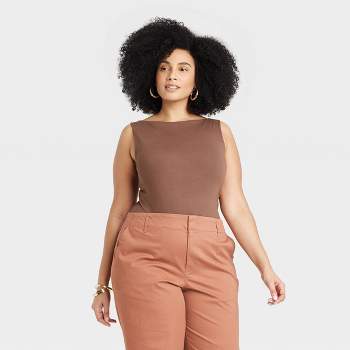 Women's 4-way Stretch Short Sleeve Bodysuit - Auden™ Brown Xxl : Target