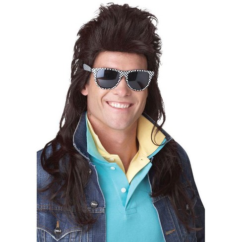 California Costumes 80 s Rock Mullet Costume Wig brown Standard Target