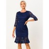 Allegra K Women's Elegant Fishtail 3/4 Sleeve Round Neck Cocktail Lace Dress - 2 of 4