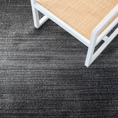 Dark Grey and Light Grey Abstract Synthetic Runner Rug