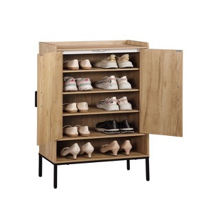 AZL1 Life Concept Shoe Rack 5 Tier Wooden Shoe Cabinet with Rattan Doors Open Shelves Natural for Entryway Hallway Bedroom, Brown, 37.2"*16.7"*7.3" - 1 of 4