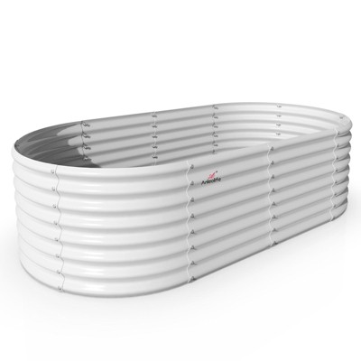 Cesicia 6x3x2ft White Oval Galvanized Raised Garden Bed For Vegetables & Flowers