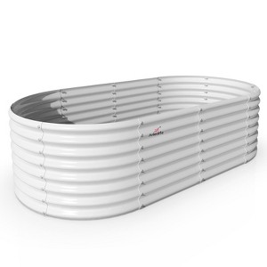 Cesicia 6x3x2ft White Oval Galvanized Raised Garden Bed For Vegetables & Flowers - 1 of 4