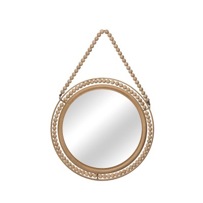 VIP Metal 18.7 in. Brown Beaded Hanging Mirror