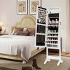 Costway LED Mirror Jewelry Cabinet with 20 LED Lights Full-Length Mirror Adjustable Angles White/Brown/Black - 2 of 4