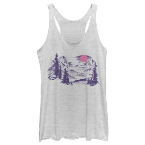 Women's Lost Gods Distressed Mountains Racerback Tank Top - 1 of 4