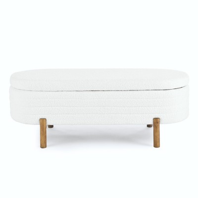 Dexmalle Teddy Fleece Storage Bench  with Rubber Wood Legs