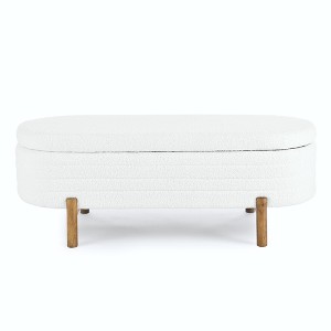 Dexmalle Teddy Fleece Storage Bench  with Rubber Wood Legs - 1 of 4