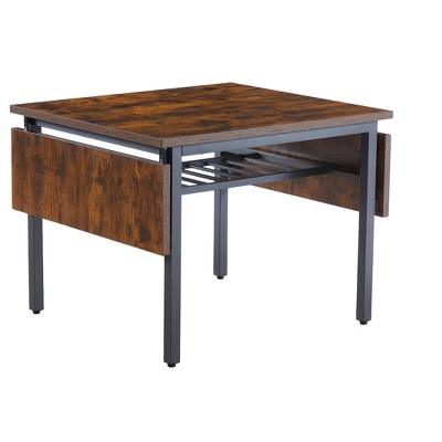Vynxaria Folding Tables - Rustic Brown Extendable Dining Table, 63.2" x 35.5" x 30.5"