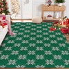 Checkered Festive Christmas Leaf Pattern Rectangular Rug Holiday Decor for Living Room Cozy Seasonal Mat Carpet - 2 of 4