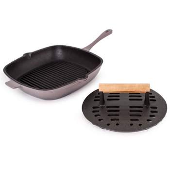Outset Multi-Functional Cast Iron Non-Stick Oyster Grill Pan 12 Cavities  Black