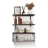 2 In 1 Floating Shelves Wall Mounted w/ Storage Basket Bathroom Shelves Over Toilet Wooden Shelves for Bedroom Living Room Kitchen Office Wall Decor - 2 of 4
