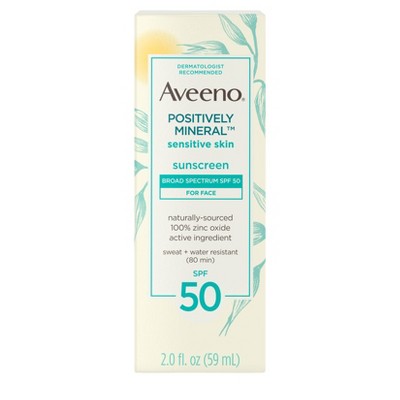 Aveeno Positively Mineral Sensitive Skin Sunscreen - SPF 50 - 2 fl oz