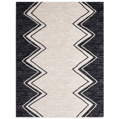 Black and Ivory Zig Zag Indoor/Outdoor Area Rug