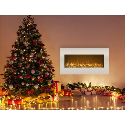36-Inch White Wall-Mounted Electric Fireplace with LED Flames