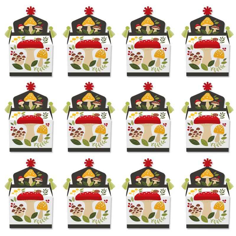 Big Dot of Happiness Wild Mushrooms - Treat Box Party Favors - Red Toadstool Party Goodie Gable Boxes - Set of 12, 5 of 9