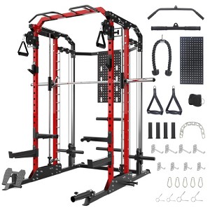 Power Cage Smithmachine - 2400 Lbs Superior Multi-Functional All-in-One Power Rack with Squat Rack for Home Gym with LAT Pulldown System - 1 of 4