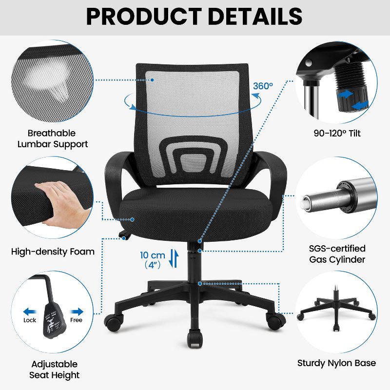 Yaheetech Adjustable Ergonomic Computer Chair Office Chair, 5 of 19
