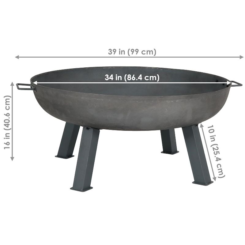 Sunnydaze Outdoor Camping or Backyard Round Cast Iron Rustic Fire Pit Bowl with Handles, 4 of 13