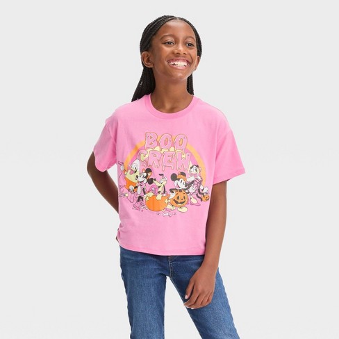 Girls' Mickey Mouse & Friends Halloween Short Sleeve Graphic T-Shirt - Pink  : Target