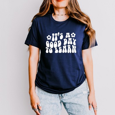 Simply Sage Market Good Day To Learn Flowers Short Sleeve Tee - XL - True Navy