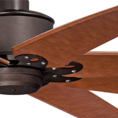 72" Black Steel Industrial Ceiling Fan with Remote Control and Medium Wood Blades