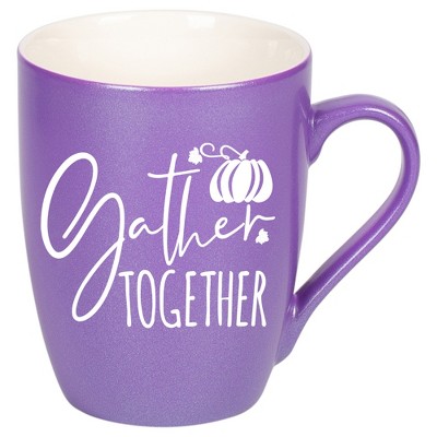 Elanze Designs Gather Together Wreath Passion Purple 10 ounce New Bone China Coffee Cup Mug