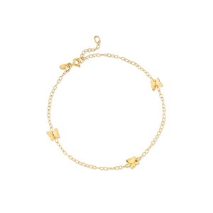 Ross-Simons Italian 14kt Yellow Gold Butterfly Station Anklet Size 9 - 1 of 4