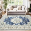 Boho Farmhouse Washable Area Rug - Large Neutral Floral Vintage Non-Slip Carpet for Living Room, Bedroom - 2 of 4