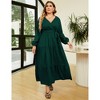Clearlove Women's Plus Size V-Neck Long Sleeves A-Line Pleated Floor Length Formal Dress - 2 of 4
