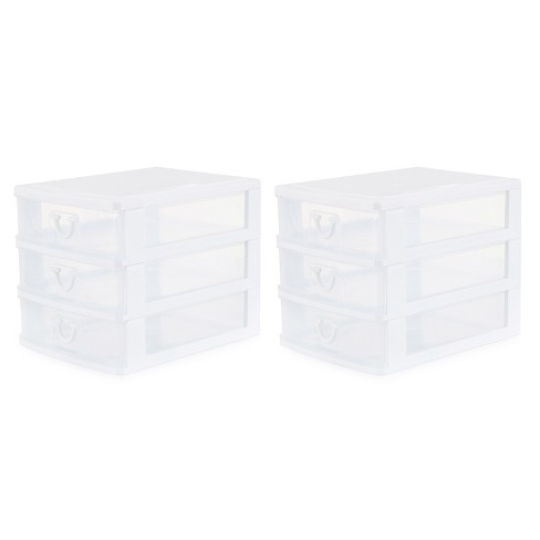 3Pack Desktop Drawer Organizer w/ Mini Drawers Plastic Desk Craft Storage  Box