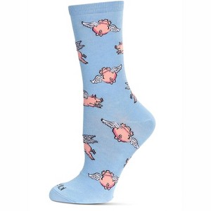 Memoi Women's Flying Pigs Bamboo Crew Socks Light Blue 9-11 - 1 of 3