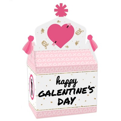 Big Dot of Happiness Be My Galentine - Treat Box Party Favors - Galentine's and Valentine's Day Party Goodie Gable Boxes - Set of 12