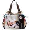 Canvas Handbag Multi-Color Striped Lattice Cross Body Shoulder Purse Bag Tote-Handbag - 4 of 4