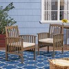 GDFStudio Keegan Outdoor Acacia Wood Dining Chairs with Water Resistant Cushion (Set of 2) - 2 of 4