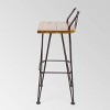 Denali 4pk Acacia Wood Industrial Barstools Teak - Christopher Knight Home: Weather-Resistant, Iron Frame, 30" Height - 4 of 4