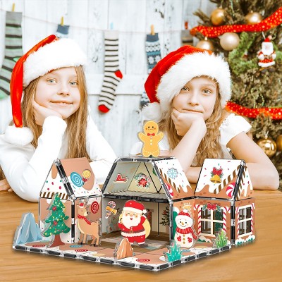 PICASSO-TILES Magnetic Tiles for Kids, Gingerbread House Theme, Construction STEM Building Blocks Educational Toy