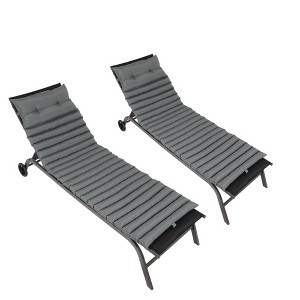 PAGED 2-Piece Polyester Patio Chaise Lounge Cushion Replacement,Patio Cushion with High Resilience Sponge for Poolside,Backyard - 1 of 4