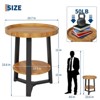 Round End Table, 19.69 in Wood Tabletop & Black Metal Frame, 2-Tier Side Table for Living Room, Bedroom - 3 of 4