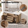 60" Bathroom Vanity with SMC Sink, Freestanding Storage Cabinet with Rattan Doors, Soft Close Drawers, Silver Knobs and Pine Legs - 2 of 4