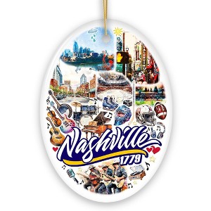 Rockin Nashville City Ceramic Art Ornament, Vintage Tennessee Souvenir and Christmas Decor| OrnamentallyYou - 1 of 4